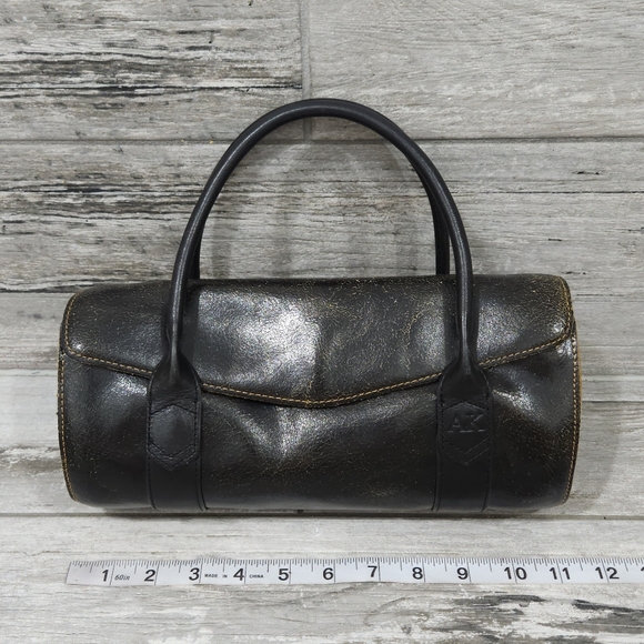 Vintage/Retro ANNE KLEIN Crackled Leather Papillon Satchel Style Handbag - Picture 12 of 14